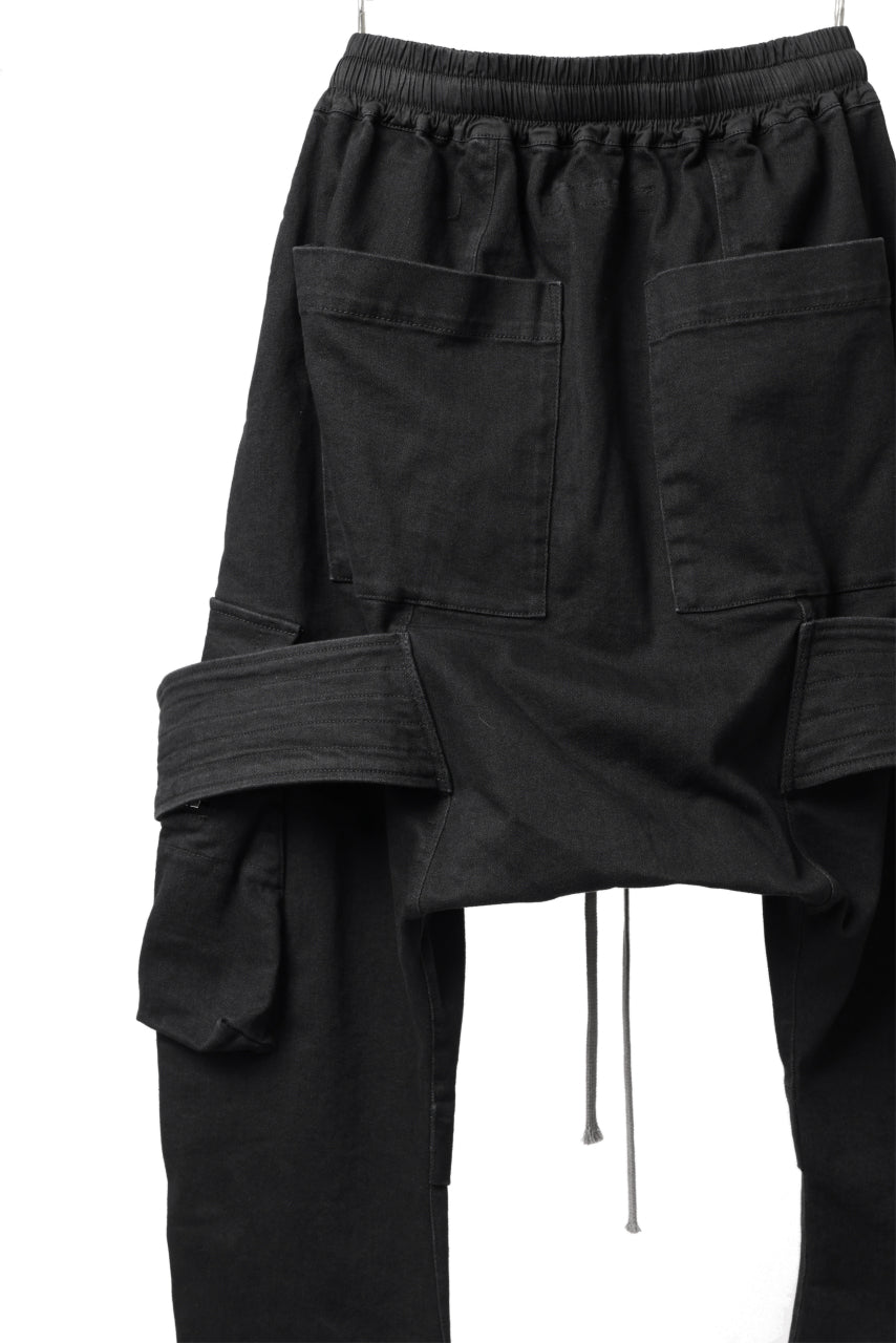 A.F ARTEFACT CARGO SAROUEL SKINNY PANTS / STRETCH COTTON DENIM (BLACK)