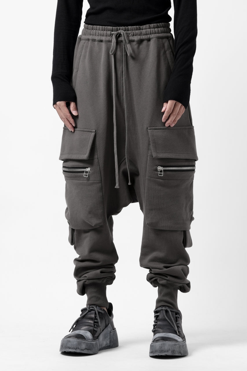 A.F ARTEFACT ZIPPER SARROUEL CARGO PANTS / COTTON SWEAT (GREY)