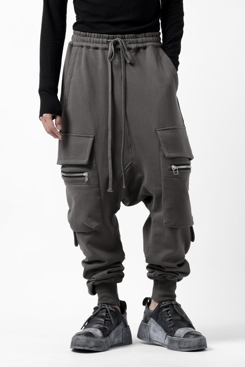 A.F ARTEFACT ZIPPER SARROUEL CARGO PANTS / COTTON SWEAT (GREY)