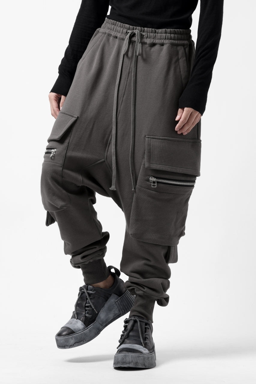 画像をギャラリービューアに読み込む, A.F ARTEFACT ZIPPER SARROUEL CARGO PANTS / COTTON SWEAT (GREY)