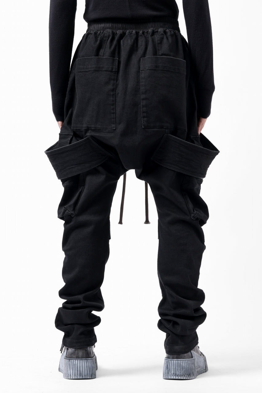 Load image into Gallery viewer, A.F ARTEFACT CARGO SAROUEL SKINNY PANTS / STRETCH COTTON DENIM (BLACK)