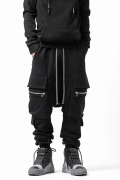 画像をギャラリービューアに読み込む, A.F ARTEFACT ZIPPER SARROUEL CARGO PANTS / COTTON SWEAT (BLACK)