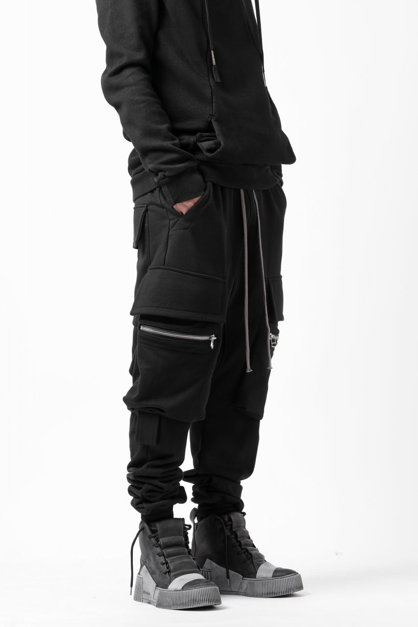 A.F ARTEFACT ZIPPER SARROUEL CARGO PANTS / COTTON SWEAT (BLACK)