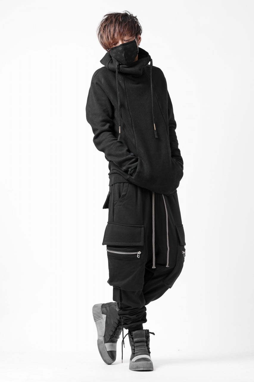 A.F ARTEFACT ZIPPER SARROUEL CARGO PANTS / COTTON SWEAT (BLACK)