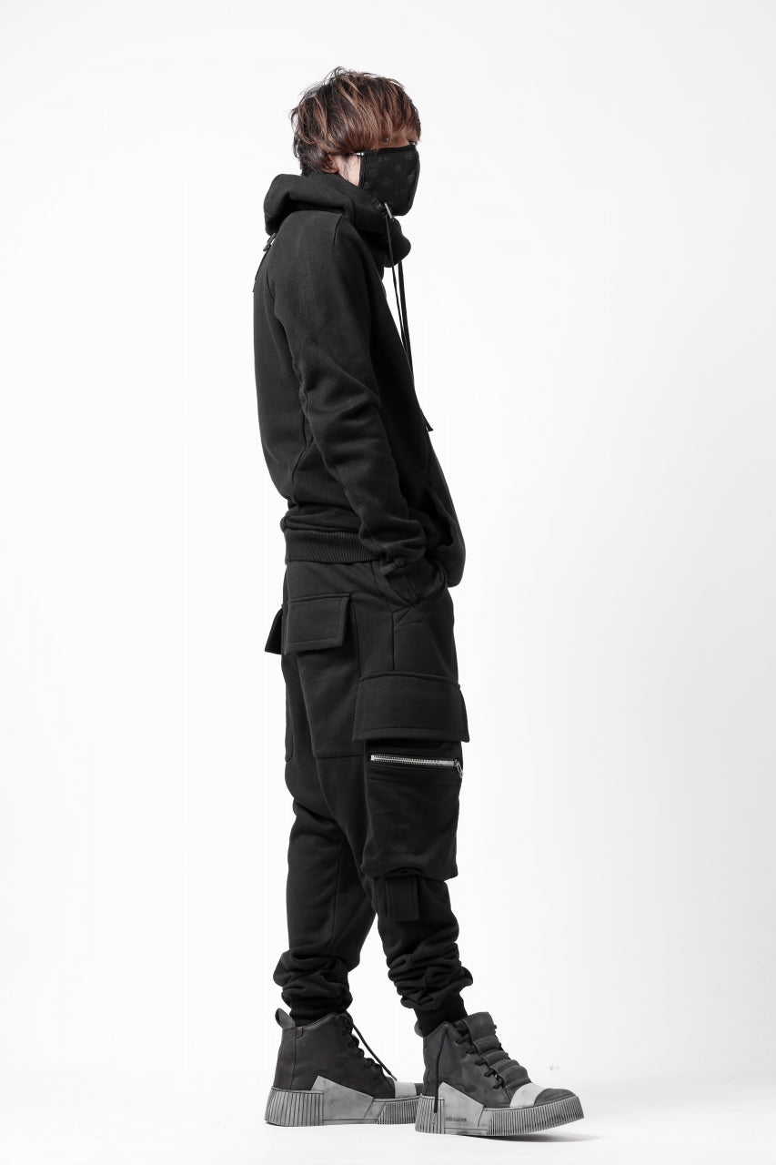 A.F ARTEFACT ZIPPER SARROUEL CARGO PANTS / COTTON SWEAT (BLACK)