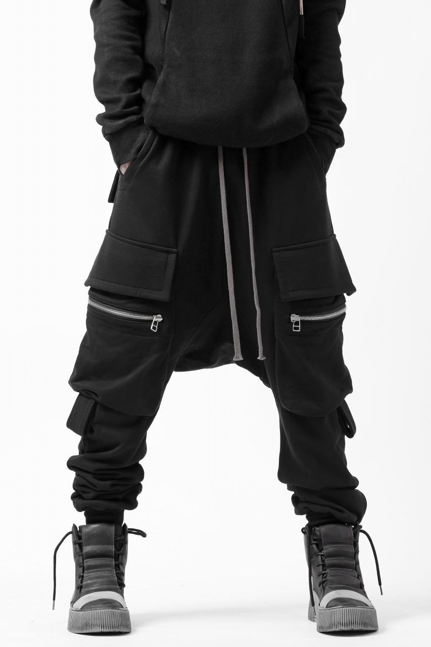 A.F ARTEFACT ZIPPER SARROUEL CARGO PANTS / COTTON SWEAT (BLACK)