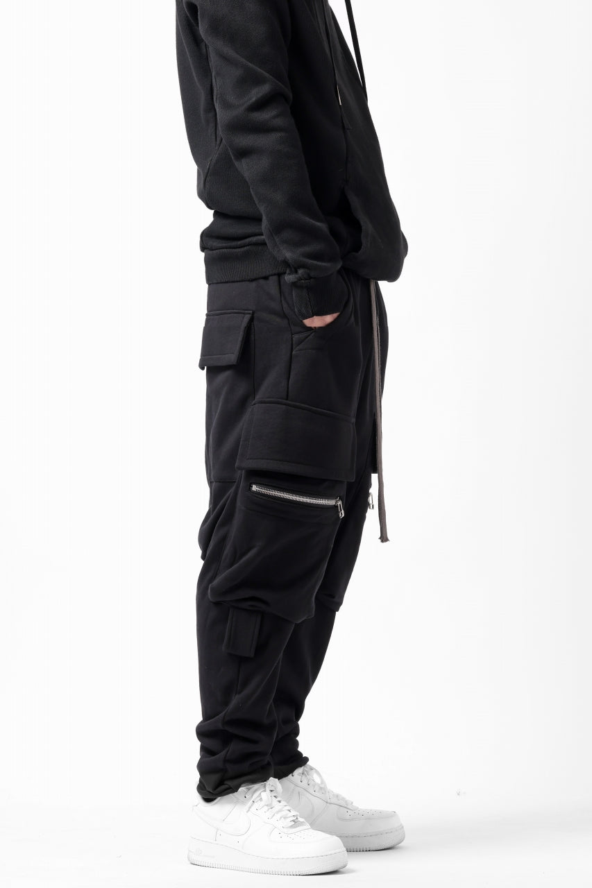 画像をギャラリービューアに読み込む, A.F ARTEFACT ZIPPER SARROUEL CARGO PANTS / COTTON SWEAT (BLACK)