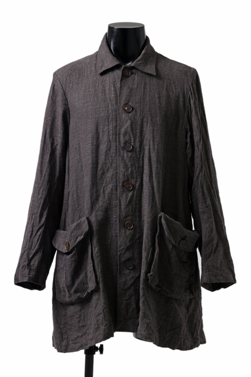 YUTA MATSUOKA work shirt jacket / brushed linen canvas (brown)