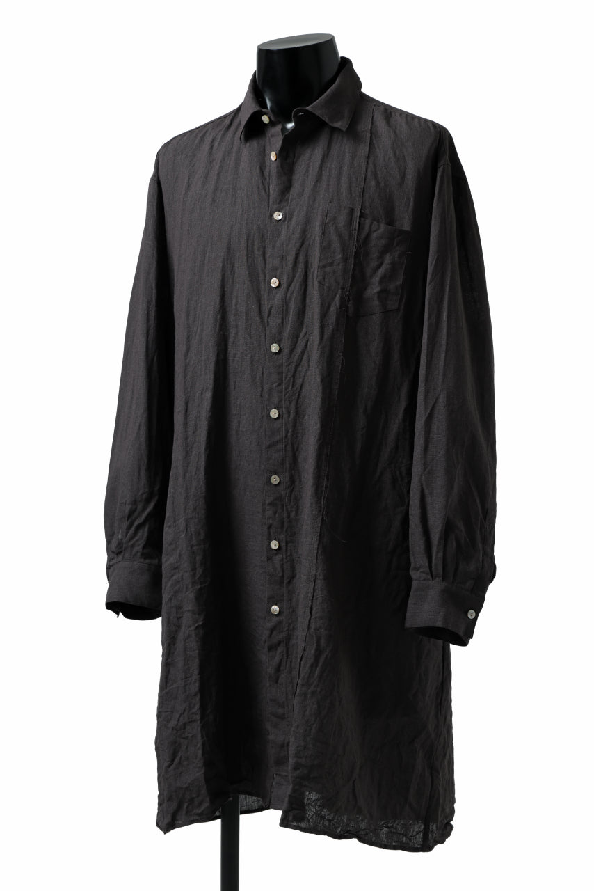 YUTA MATSUOKA long shirt / dead stock broad linen (brown)