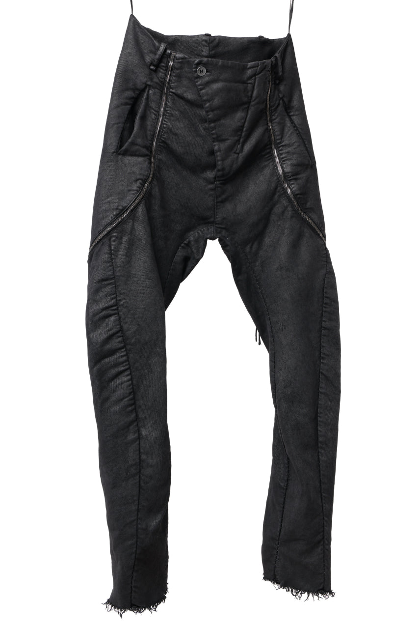 masnada ICONIC ZIP PANTS / STRETCH REPURPOSED COTTON (SMEARED BLACK)