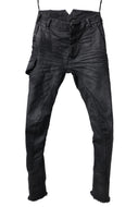 masnada SLIM JEANS / REPURPOSED STRETCH (BLACK HAND SMEARED RESIN)