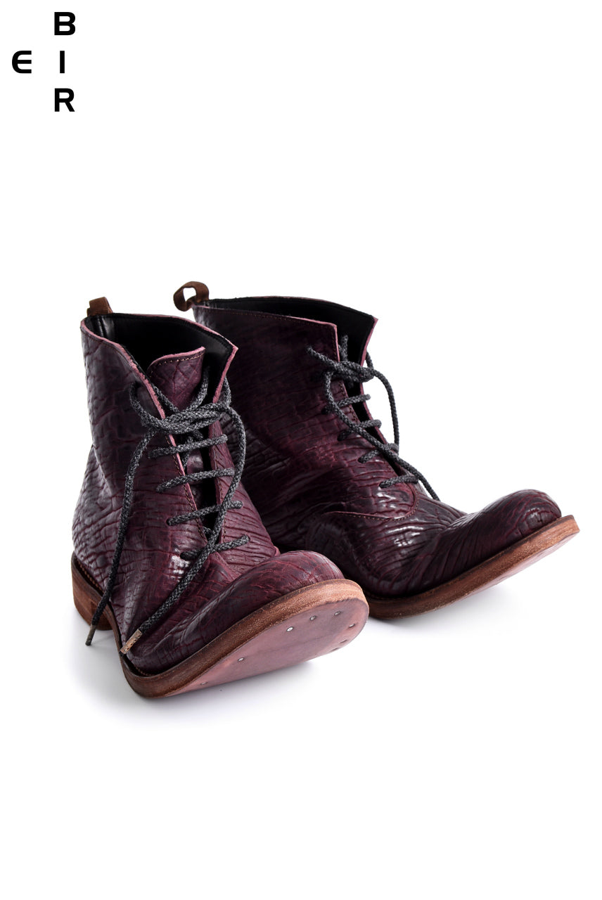 ierib whole cut rounded lace-up boots / waxy JP culatta (RED PURPLE)