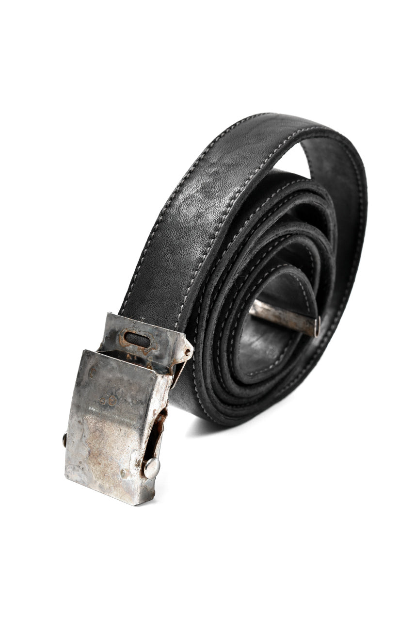 画像をギャラリービューアに読み込む, incarnation HORSE LEATHER NARROW BELT with G.I BUCKLES (DARK GREY)