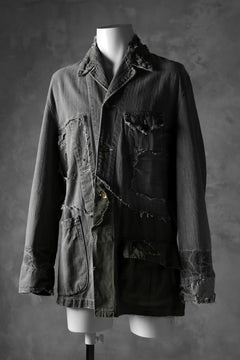 Load image into Gallery viewer, RESURRECTION HANDMADE combination denim coverall jacket (GREY×ARMY)