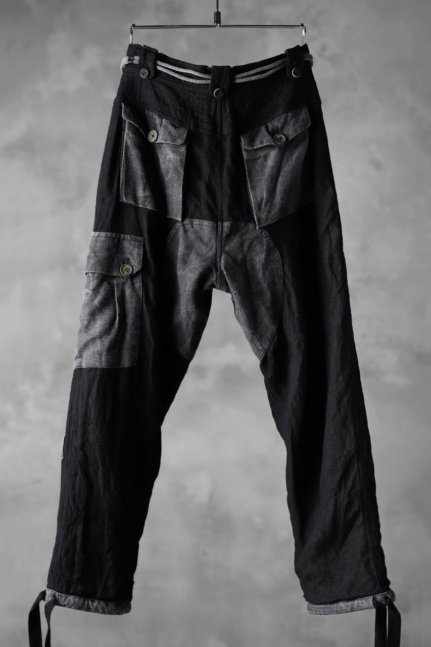 daska "d-25" cargo pocket pants / combi linen (BLACK + GREY)
