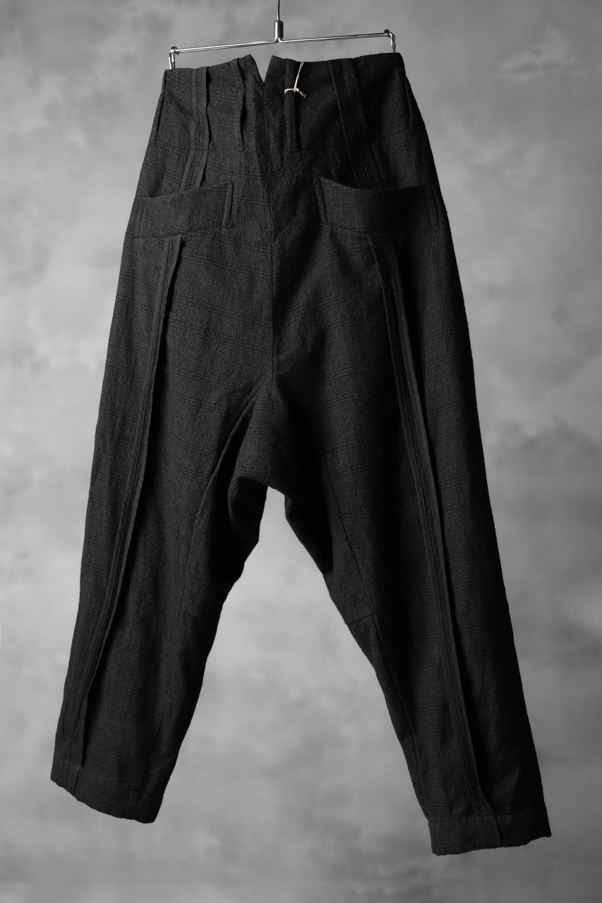 Load image into Gallery viewer, KLASICA DARK CHECK SABRON WIDE TROUSERS / WASH OUT MIX WEAVE (DARK CHECK)