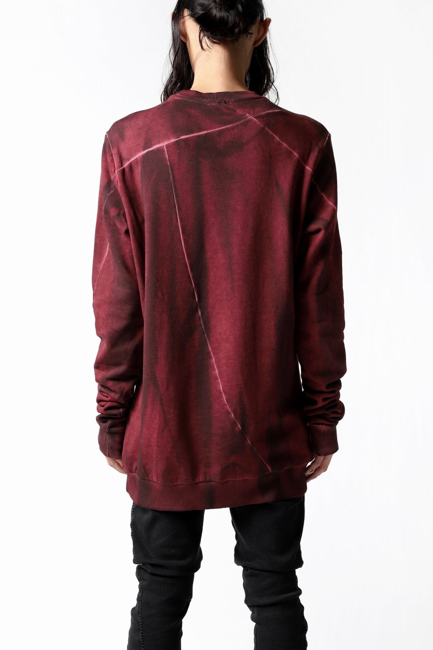 thomkrom BRUSHED BACK PULLOVER SHIRT / OILED SPRAY DYE (RED)