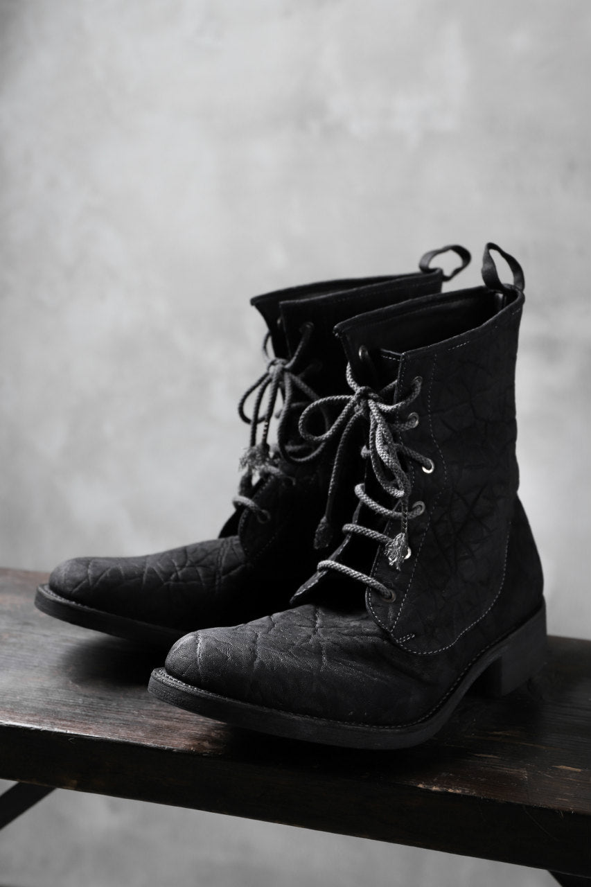 ierib exclusive LOGGER lace up boots / african elephant hand dyed (BLACK)