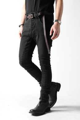 thomkrom OVER LOCKED SKINNY TROUSERS / FADE STRETCH DENIM (BLACK)