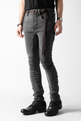 thomkrom OVER LOCKED SKINNY TROUSERS / FADE STRETCH DENIM (DARK GREY)