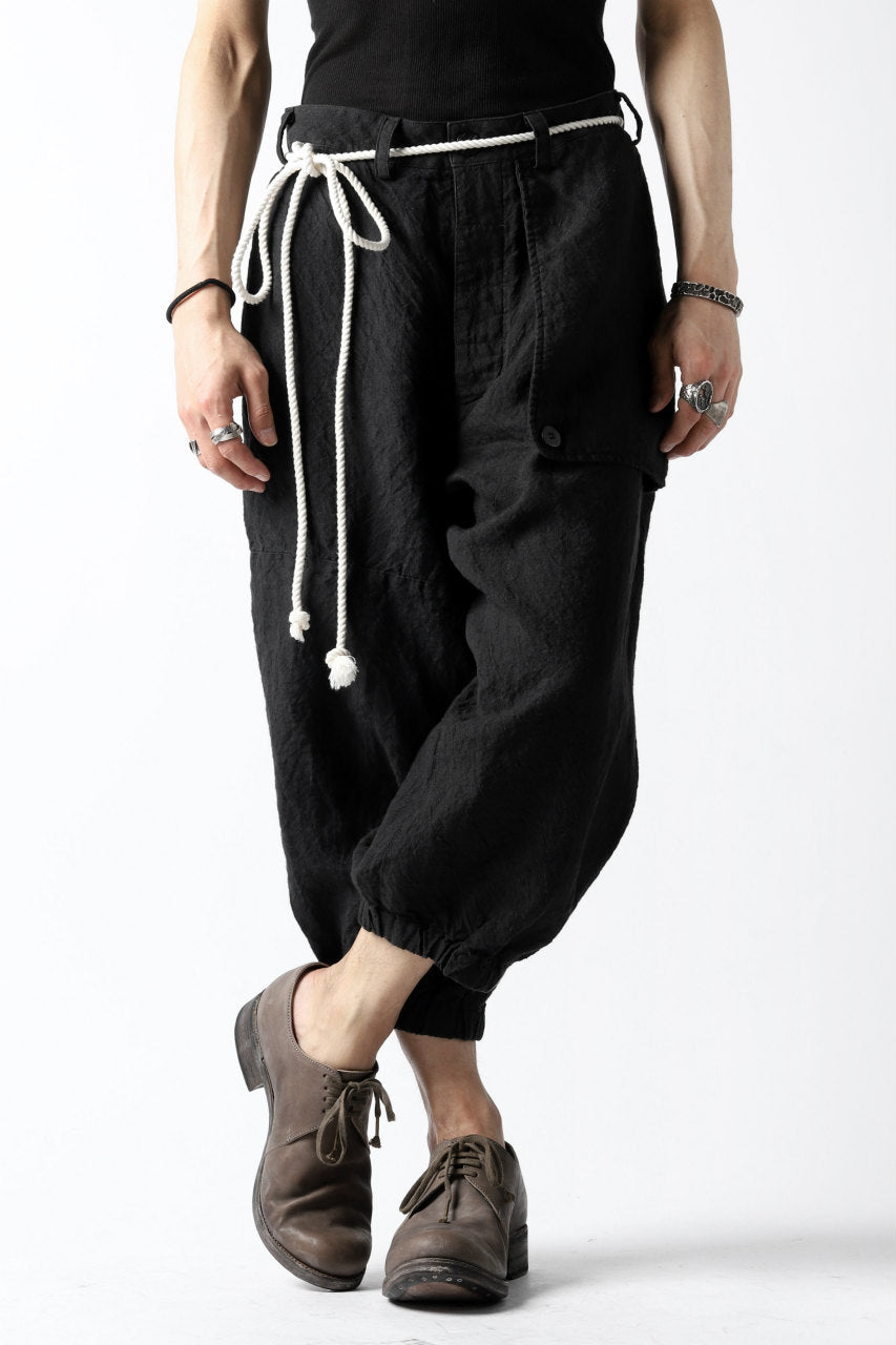 _vital exclusive covered pocket cropped pants / organic linen (BLACK)
