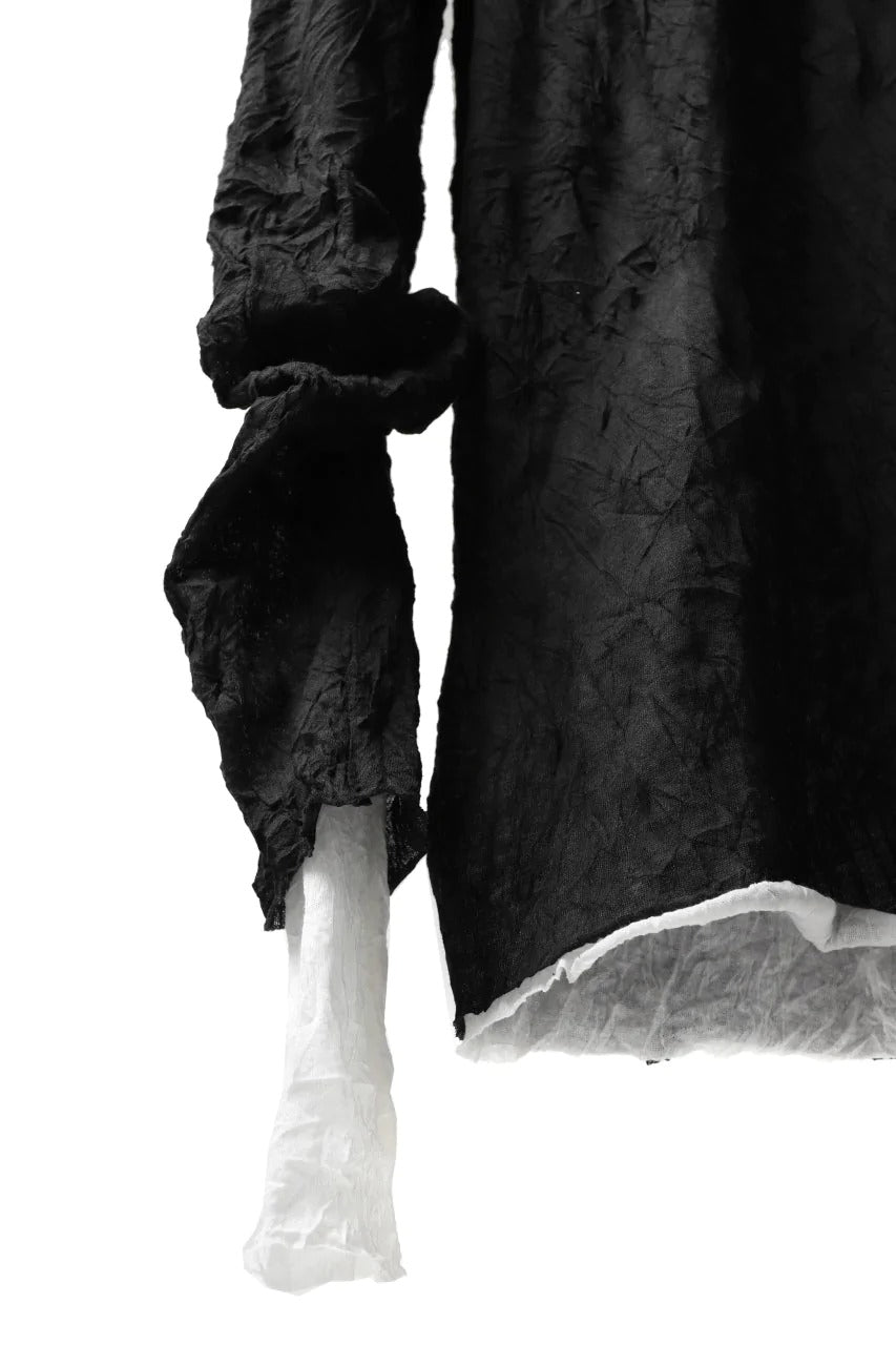 画像をギャラリービューアに読み込む, A.F ARTEFACT CRUMPLE DOUBLE LAYER JERSEY V-NECK L/S (BLACK×WHITE)