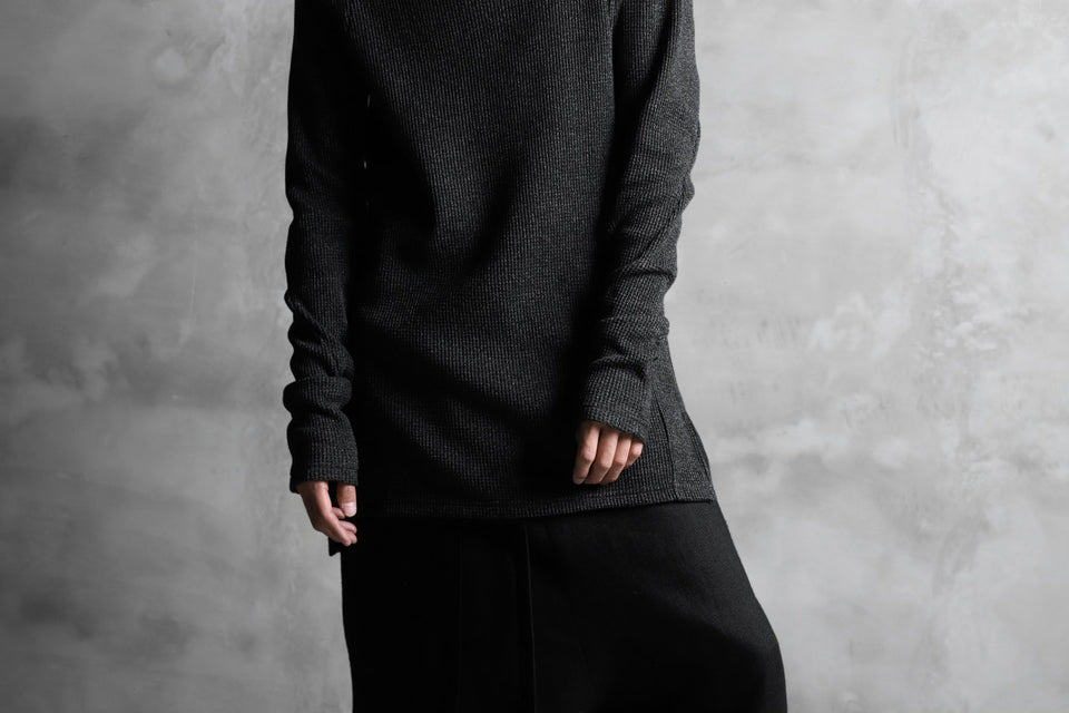 画像をギャラリービューアに読み込む, A.F ARTEFACT exclusive DUSTY WAFFLE DRAPED HIGH NECK TOPS (MELANGE BLACK)