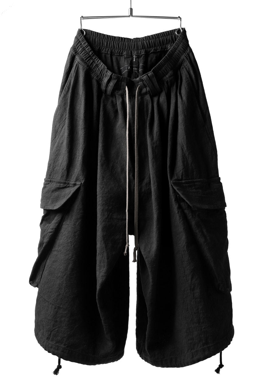 画像をギャラリービューアに読み込む, A.F ARTEFACT DRAWSTRING-HEM WIDE CARGO PANTS (BLACK)