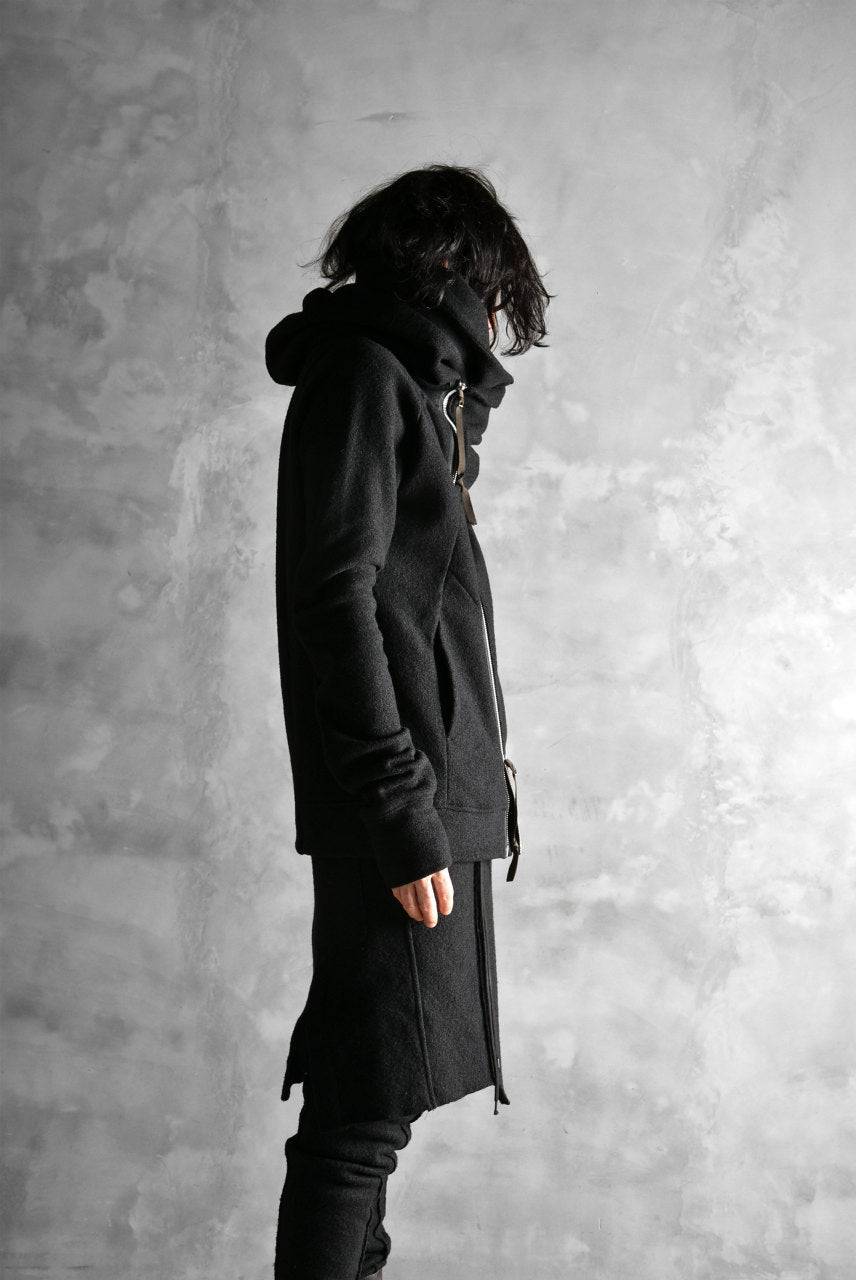 N/07 Wrap Hooded Jacket / Woolring Fleece (BLACK)