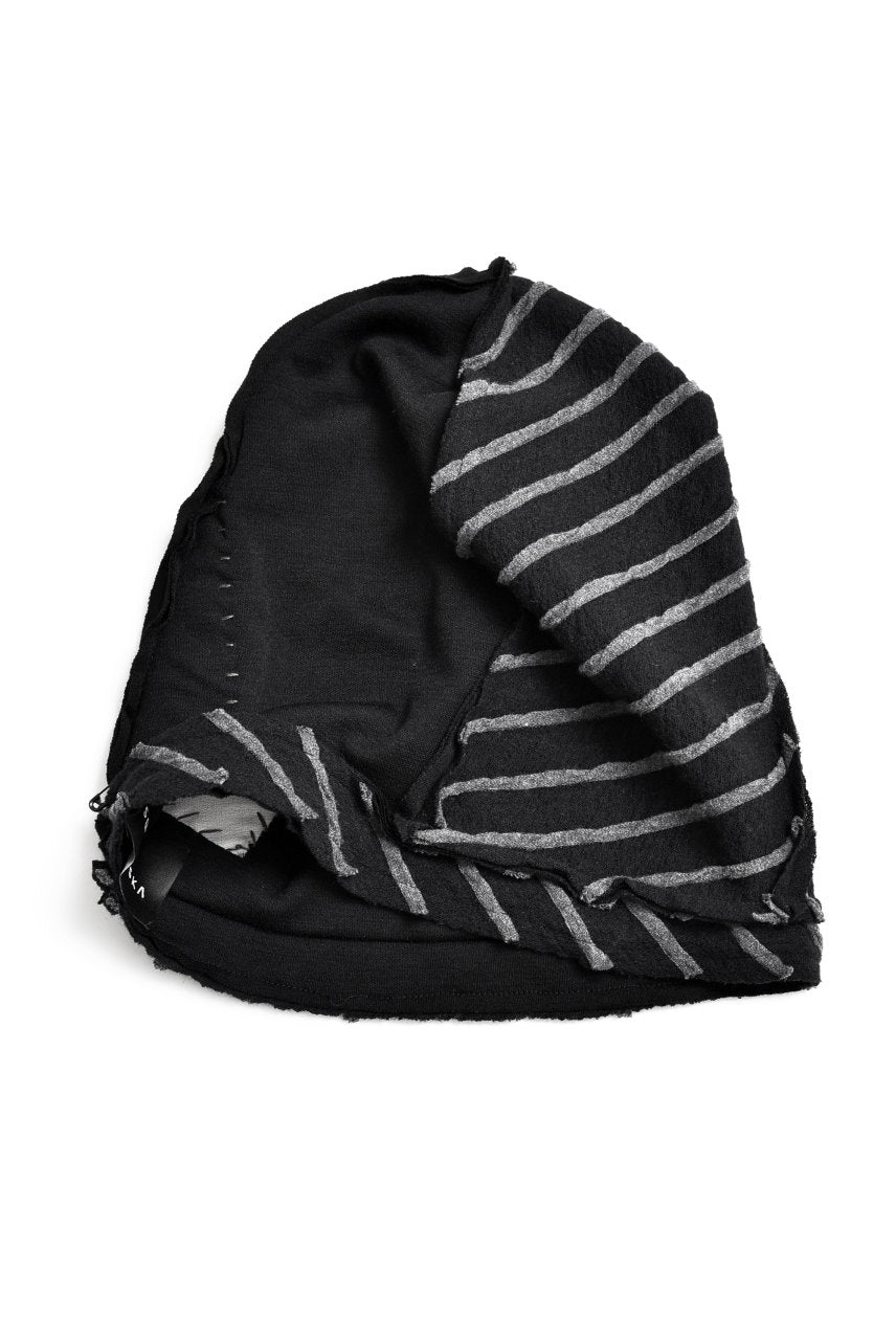 Load image into Gallery viewer, SOSNOVSKA DECONSTRUCTION DIAGONAL STRIPE KNITCAP (BLACK STRIPE)