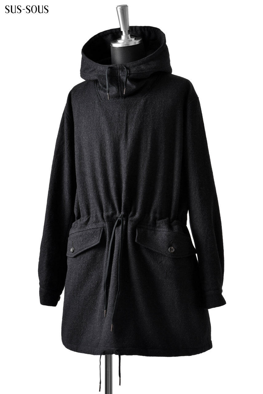 Load image into Gallery viewer, sus-sous anorak middle coat / sharkskin wool (DEEP NAVY)