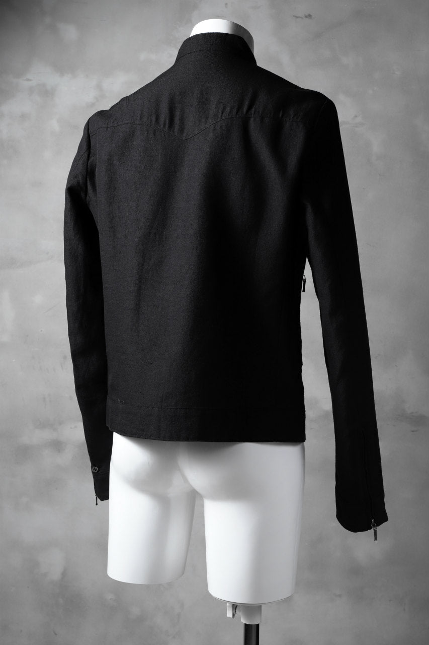 blackcrow riders zip jacket / linen&nylon woven (black)