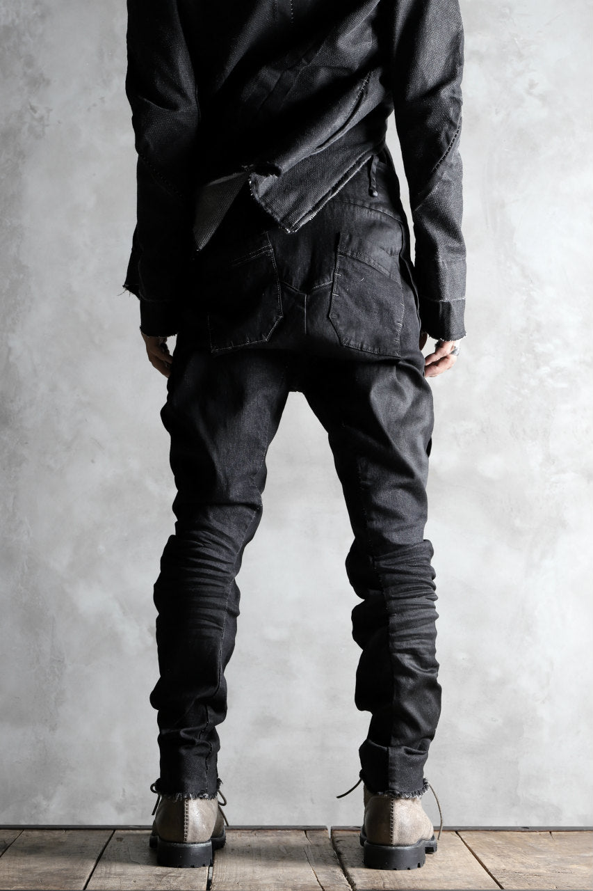 Load image into Gallery viewer, masnada SCAR STITCHED BIAS FRONT BAGGY PANT / COATING DENIM (BLACK)