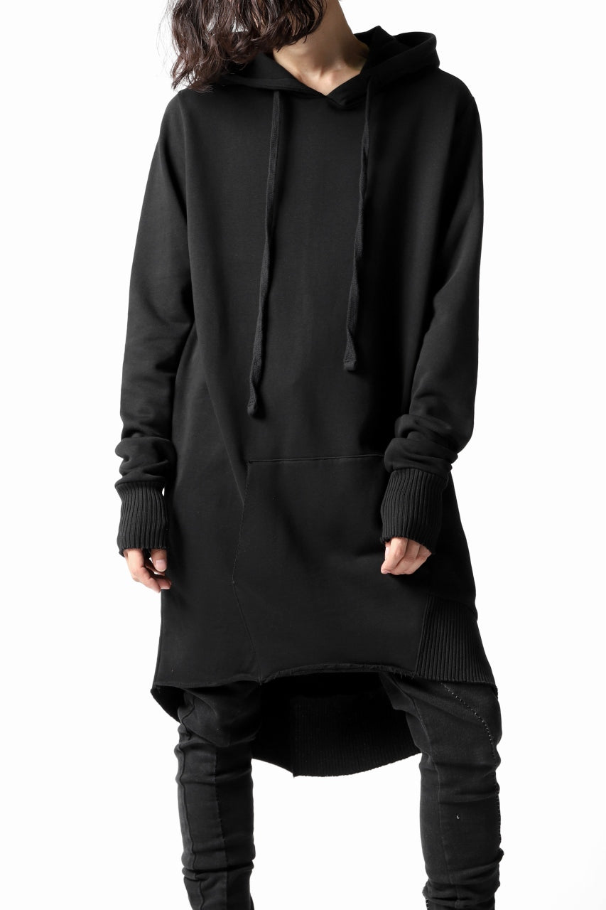 thomkrom BRUSHED BACK LONG HOODIE / FRENCH-TERRY (BLACK)