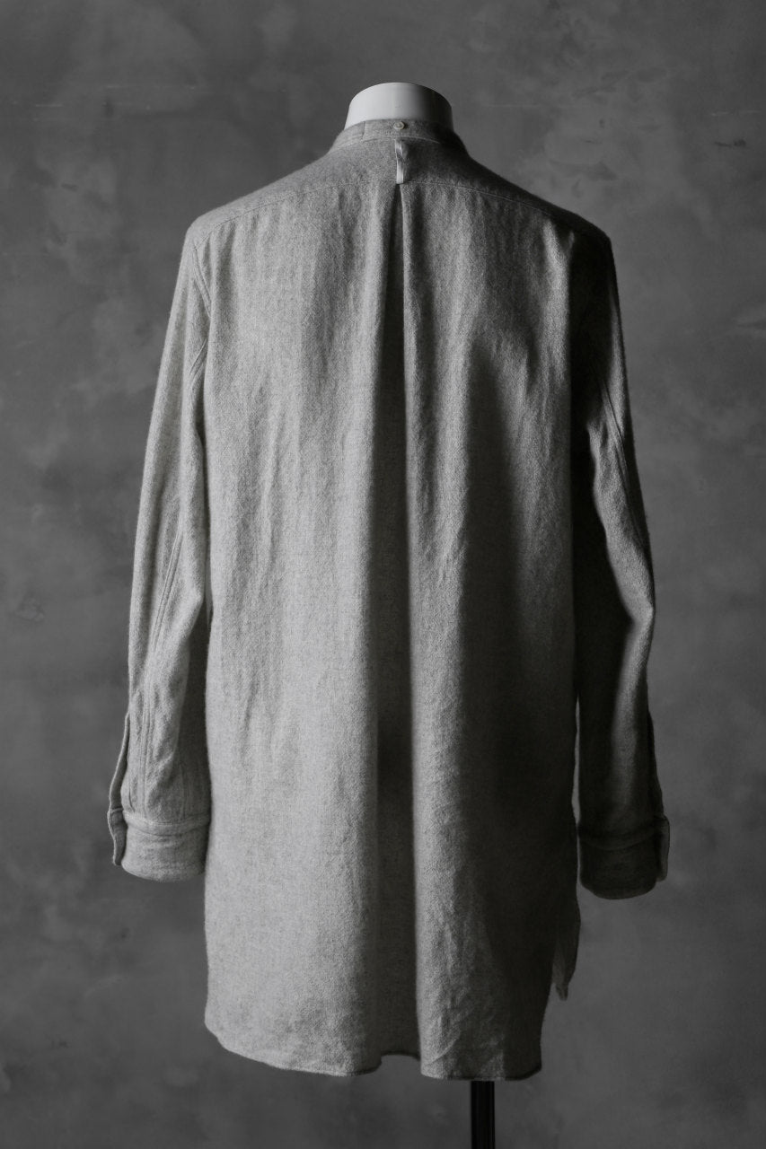 sus-sous officer shirt / Wool & Cashmere raised cloth (ICE GREY)