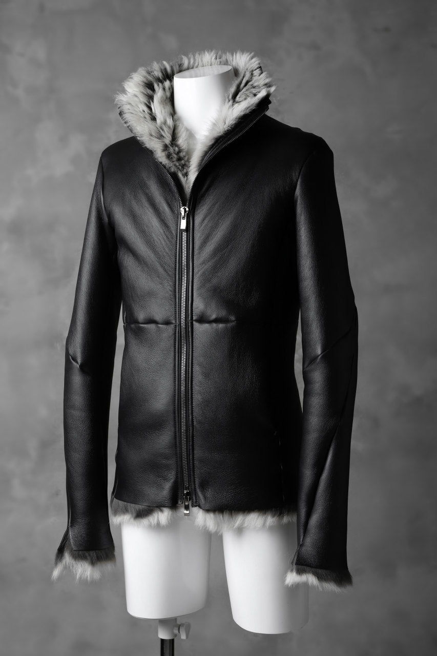 Load image into Gallery viewer, incarnation exclusive SHEEP SHEARLING MOUTON BLOUSON / HIGH NECK ZIP &amp; SPIRAL ARM (BLACK×WHITE)