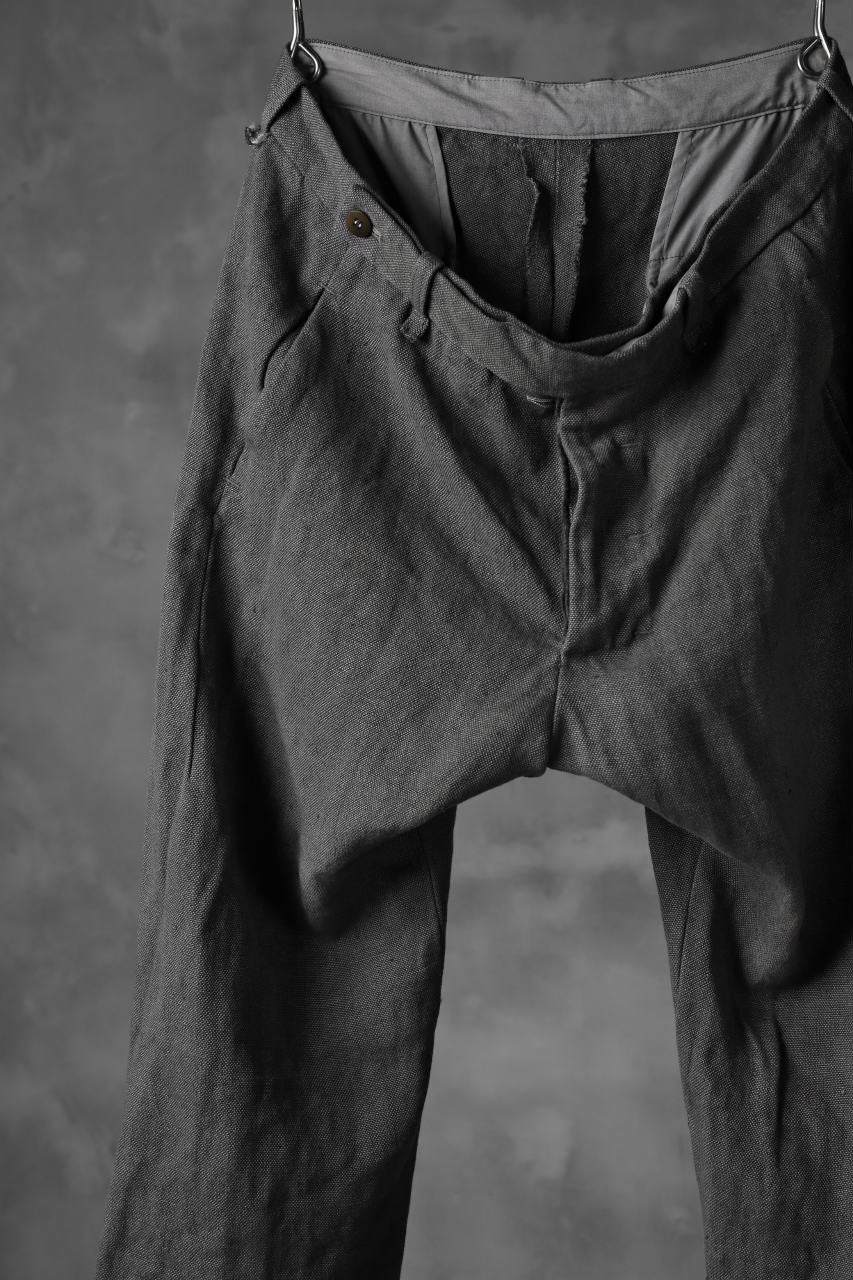 ierib SLIM STRAIGHT TROUSERS / PLANT DYED JP HEAVY LINEN (LOGWOOD x STEEL x MARIGOLD)