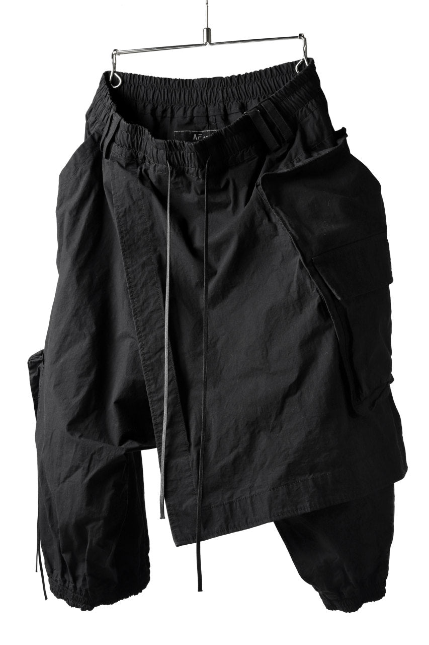 A.F ARTEFACT WRAP SKIRT COMBI MILITARY SHORTS / BLEND WOVEN (BLACK)