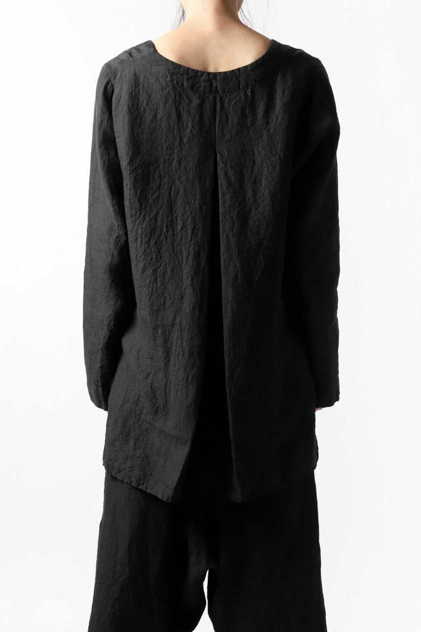 Load image into Gallery viewer, _vital square neck tunica tops / organic linen (BLACK)