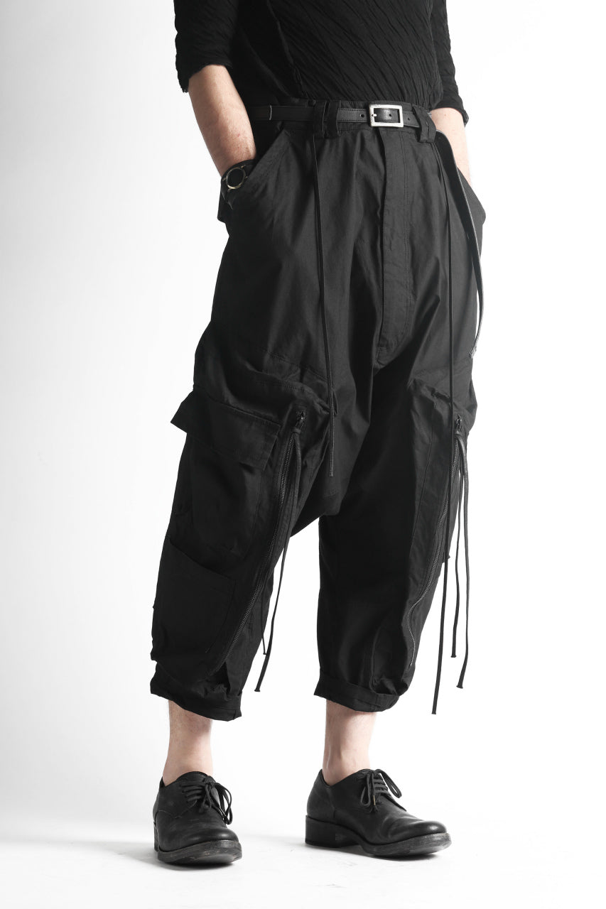 A.F ARTEFACT MILITARY SAROUEL WIDE PANTS / ZIP DOUBLE STRUCTURE (BLACK)