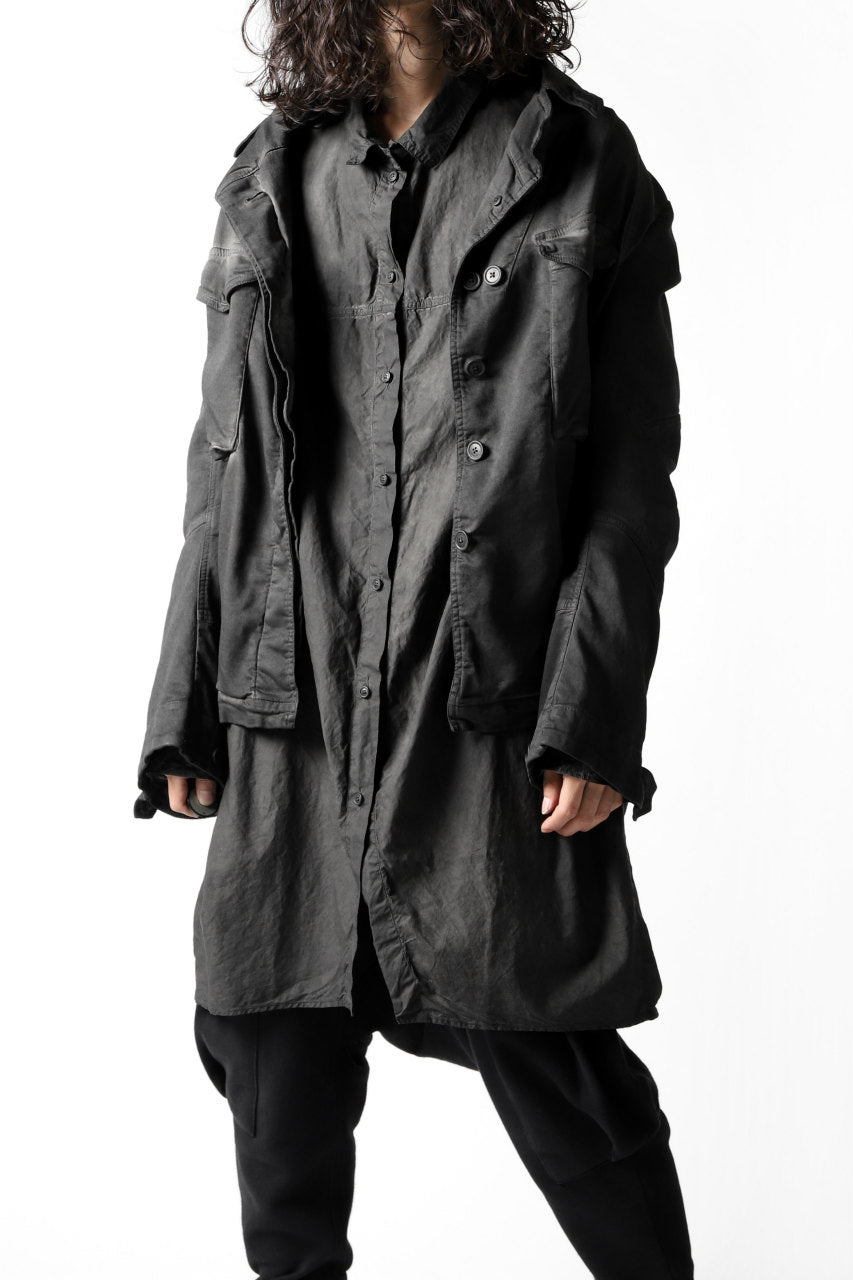 RUNDHOLZ DIP COVERED FRONT MILITARY JACKET (CARBON DYED)の商品