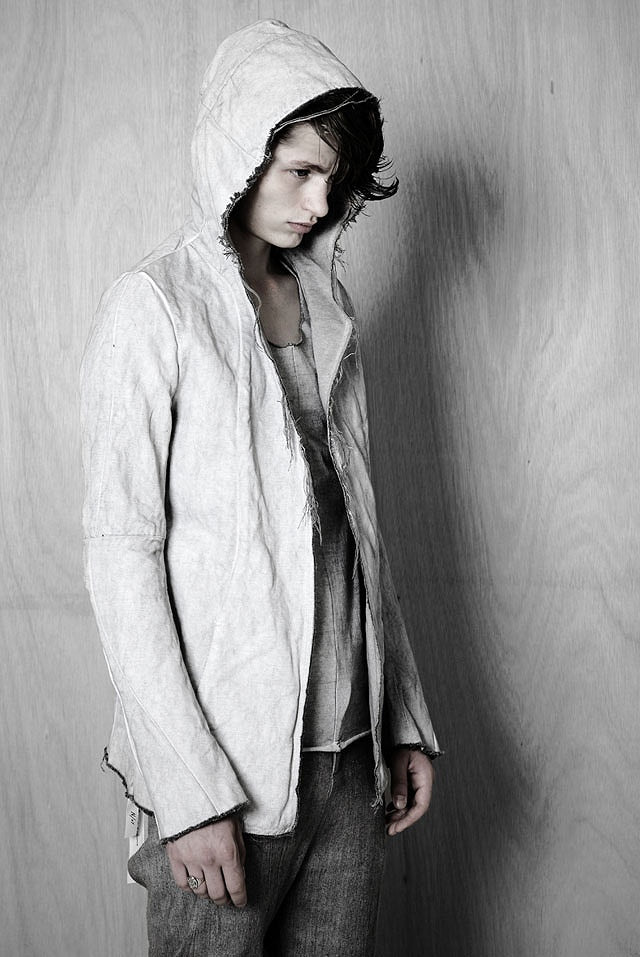 Load image into Gallery viewer, N/07 jacket hooded c/li slub twill fabric sumi dyed (SUMI WHITE)
