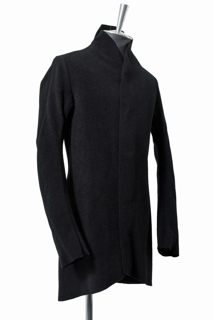 Load image into Gallery viewer, N/07  middle coat &quot;tunicam&quot; [stretch knit melton | hi neck anatomy] (BLACK)
