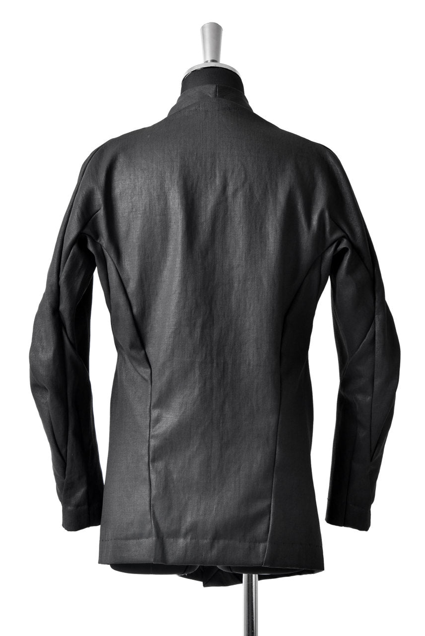 Load image into Gallery viewer, LEON EMANUEL BLANCK FORCED SHORT BLAZER JACKET with LAPEL / PLAIN STITCH / RESINATED CL-TWILL (BLACK)
