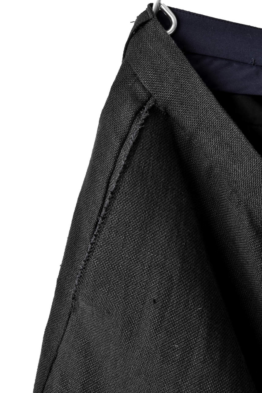 blackcrow linen-cotton woven short trousers (BLACK)