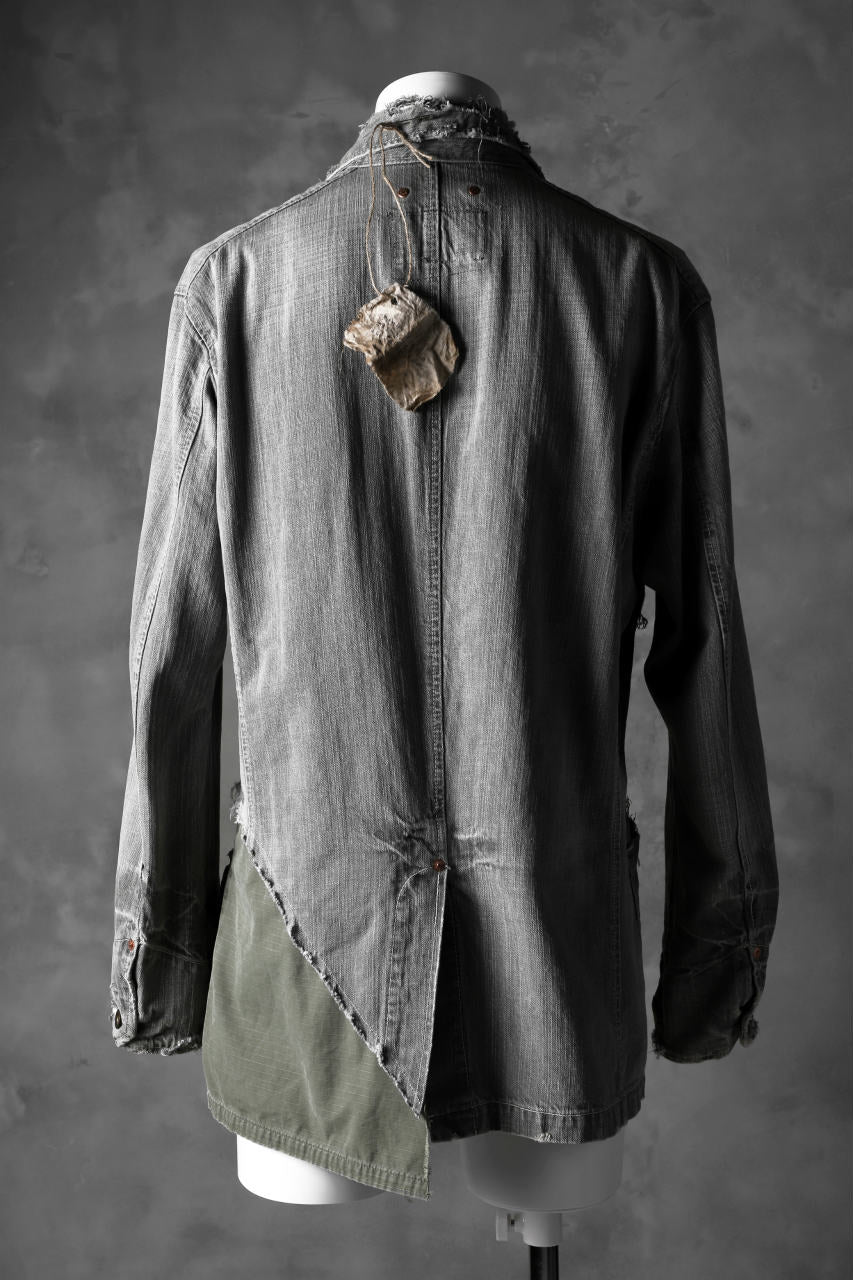 RESURRECTION HANDMADE combination denim coverall jacket (GREY×ARMY)
