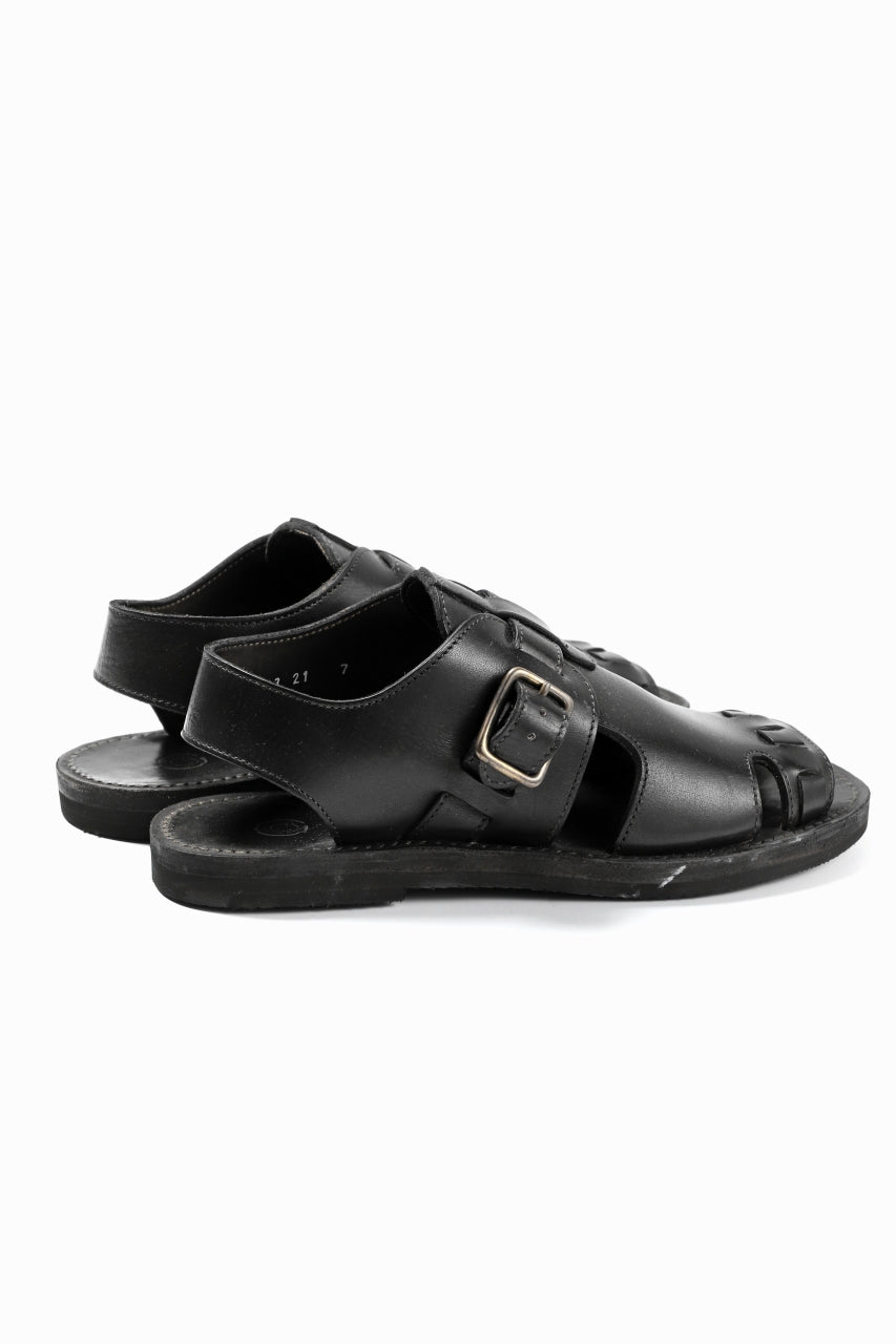 sus-sous sandal shoes / italy oiled cow leather *hand dyed (BLACK BROWN)