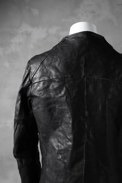 Load image into Gallery viewer, incarnation exclusive HORSE LEATHER COLLARLESS MOTO ZIP JACKET / OVERLOCKED (BLACK)