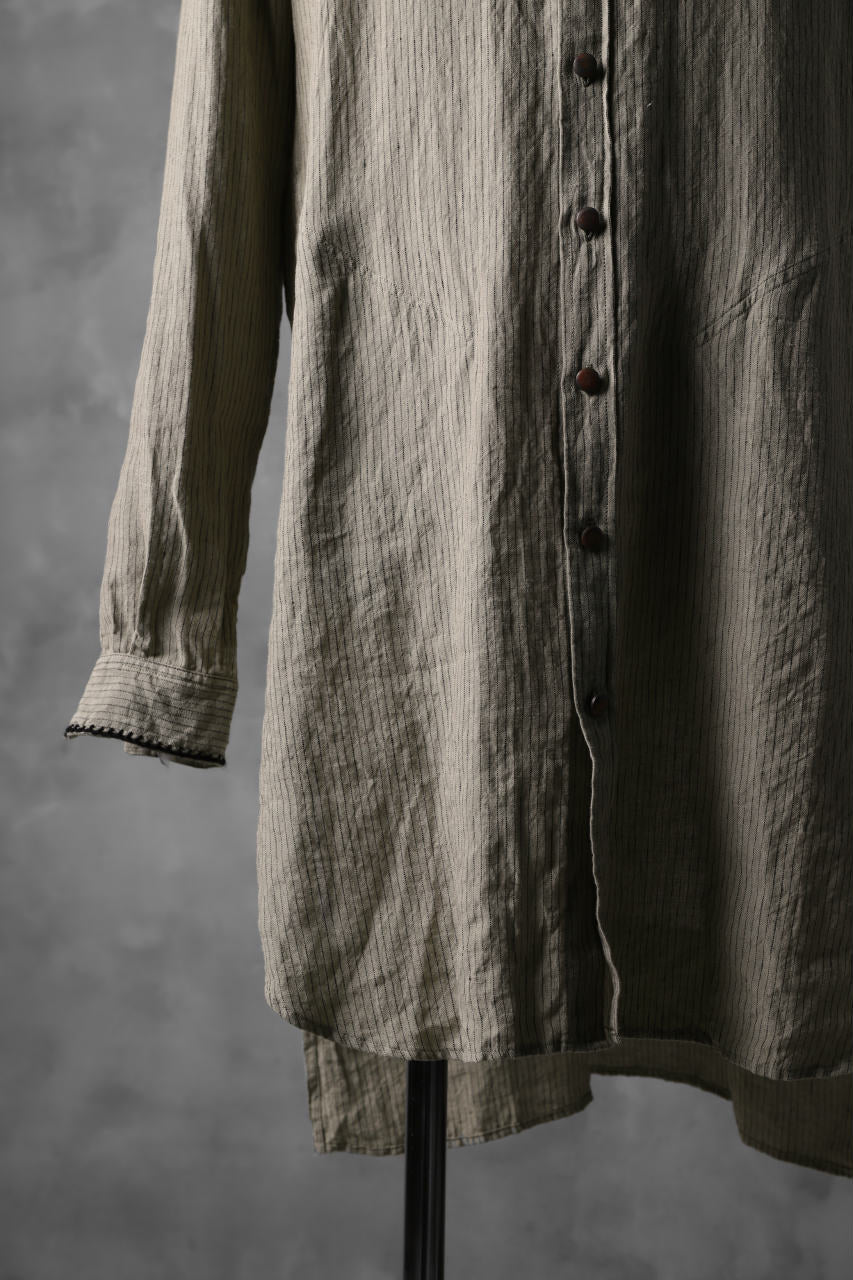 daska "JOHAN" stripe shirt / line plain weave (BEIGE STRIPE)
