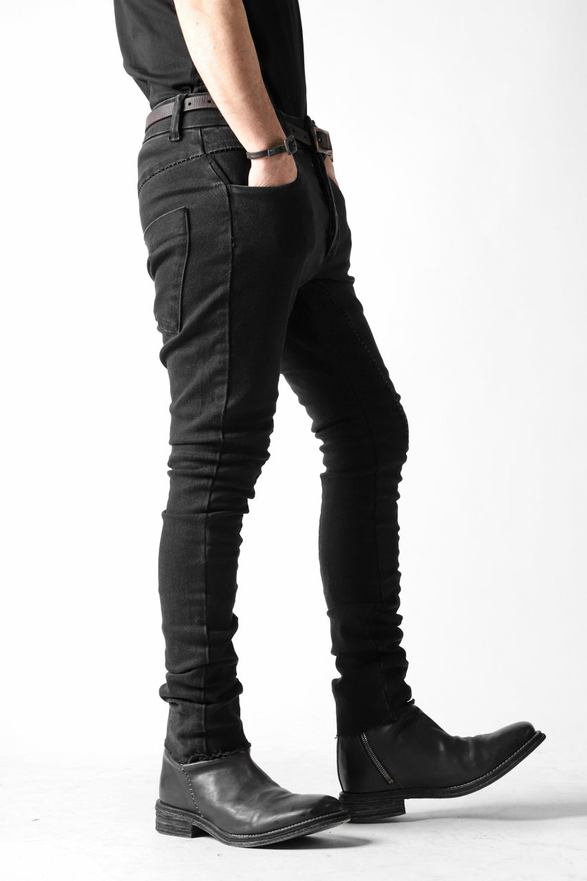 Load image into Gallery viewer, thomkrom OVER LOCKED SKINNY TROUSERS / FADE STRETCH DENIM (BLACK)